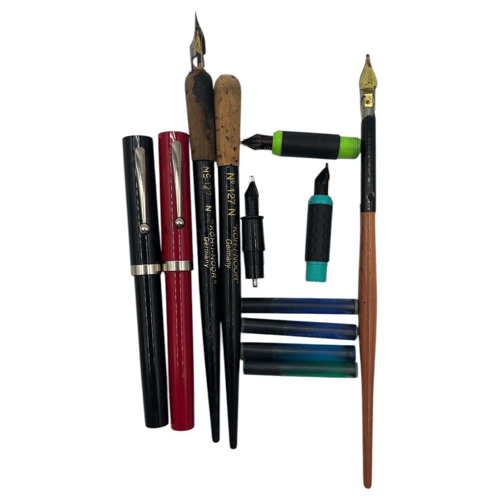 Vintage Koh-I-Noor No 127 N Dip Pens Fountain Pens Ink Cartridges Germany Lot